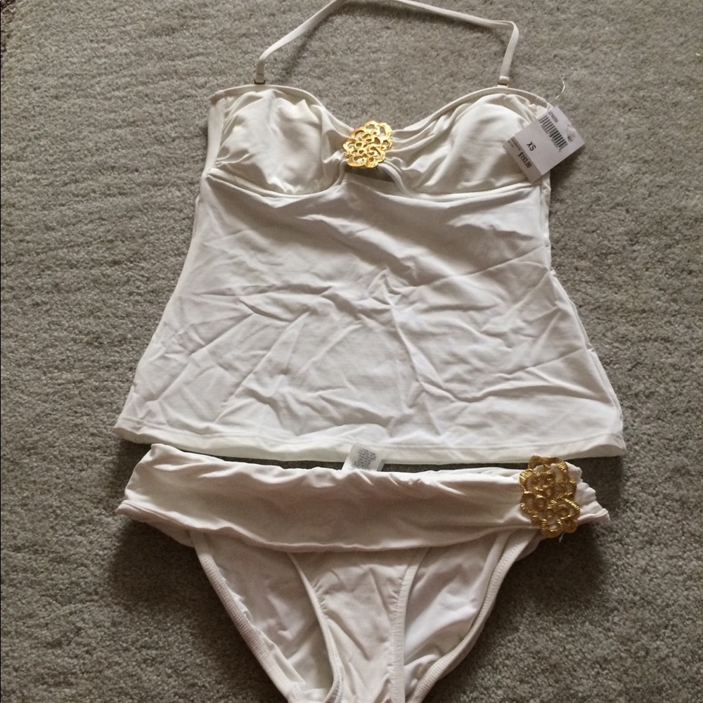 Trina Turk White Tankini